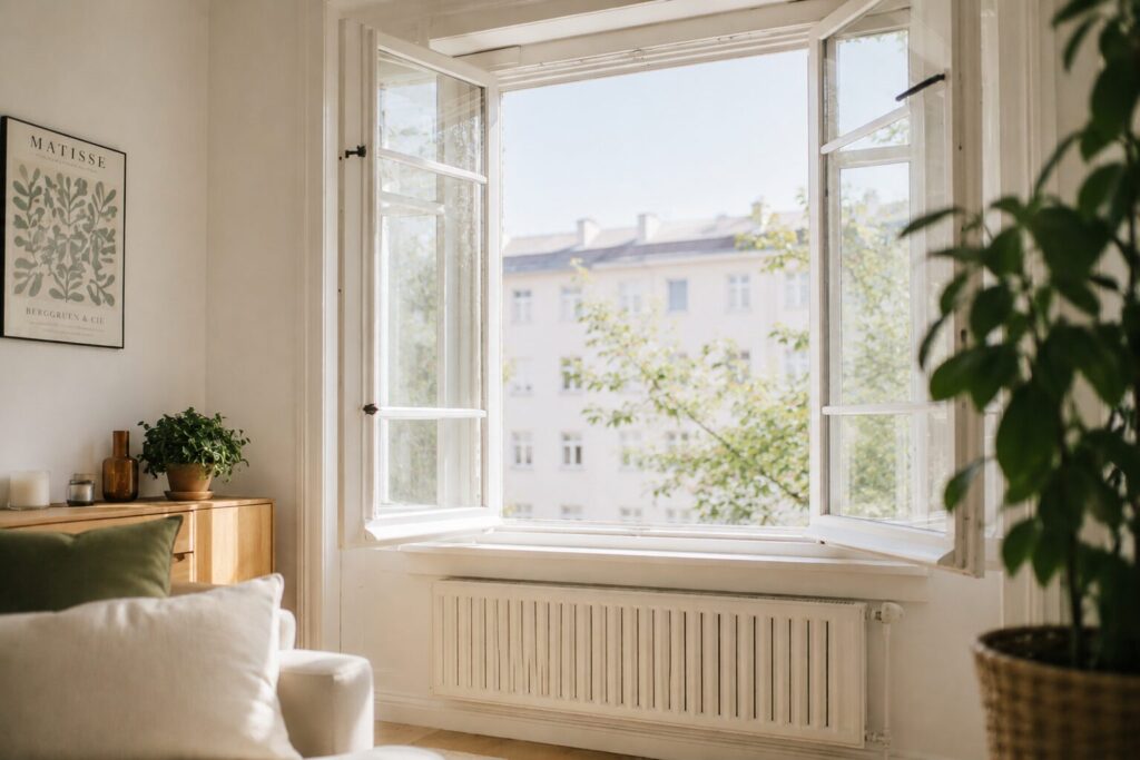 Open windows bringing in the spring air