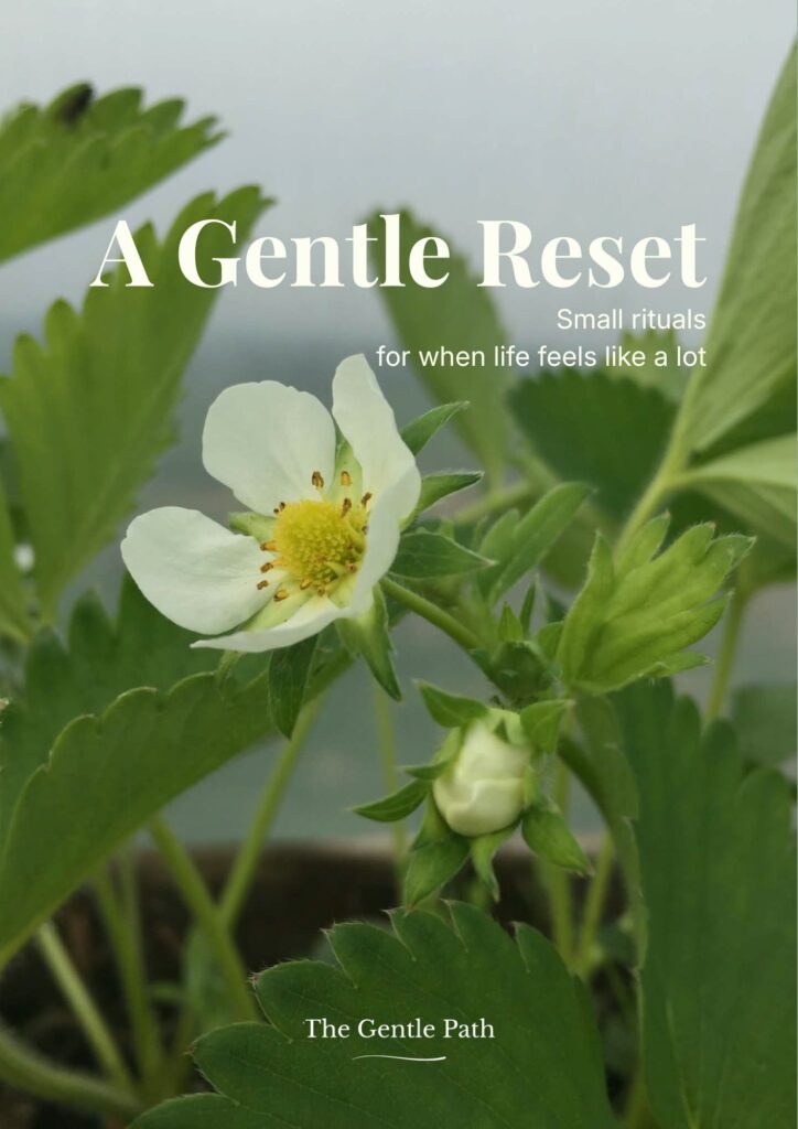 A gentle reset cover of an e-book about small rituals for when life feels like a lot